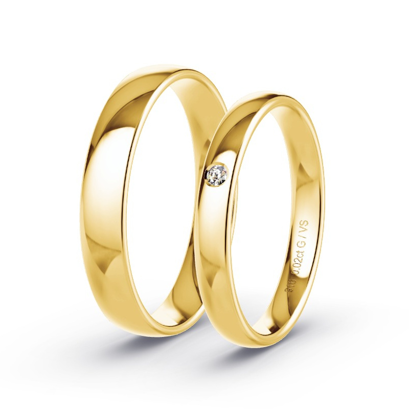 Wedding Rings 22ct Yellow Gold - 0.02ct Diamonds - Model N°1731