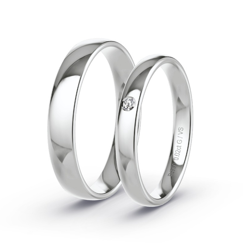Wedding Rings 950 Palladium - 0.02ct Diamonds - Model N°1731