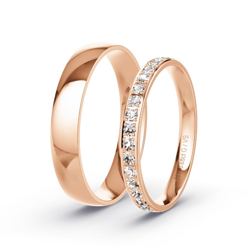 Wedding Rings 14ct Rose Gold - 0.68ct Diamonds - Model N°1739