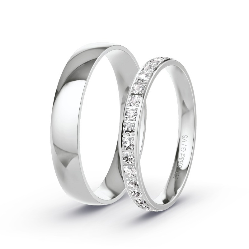 Wedding Rings 14ct White Gold - 0.68ct Diamonds - Model N°1739