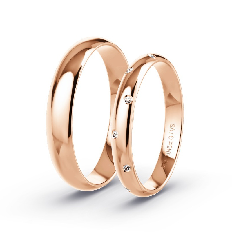 Trauringe Rosegold - 0.045 ct. Diamanten - Modell N°1741