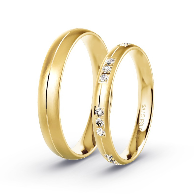 Wedding Rings 9ct Yellow Gold - 0.18ct Diamonds - Model N°1742
