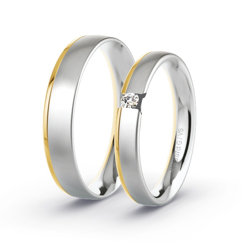 Wedding Rings 18ct Yellow Gold/White Gold - 0.07ct Diamonds - Model N°1747
