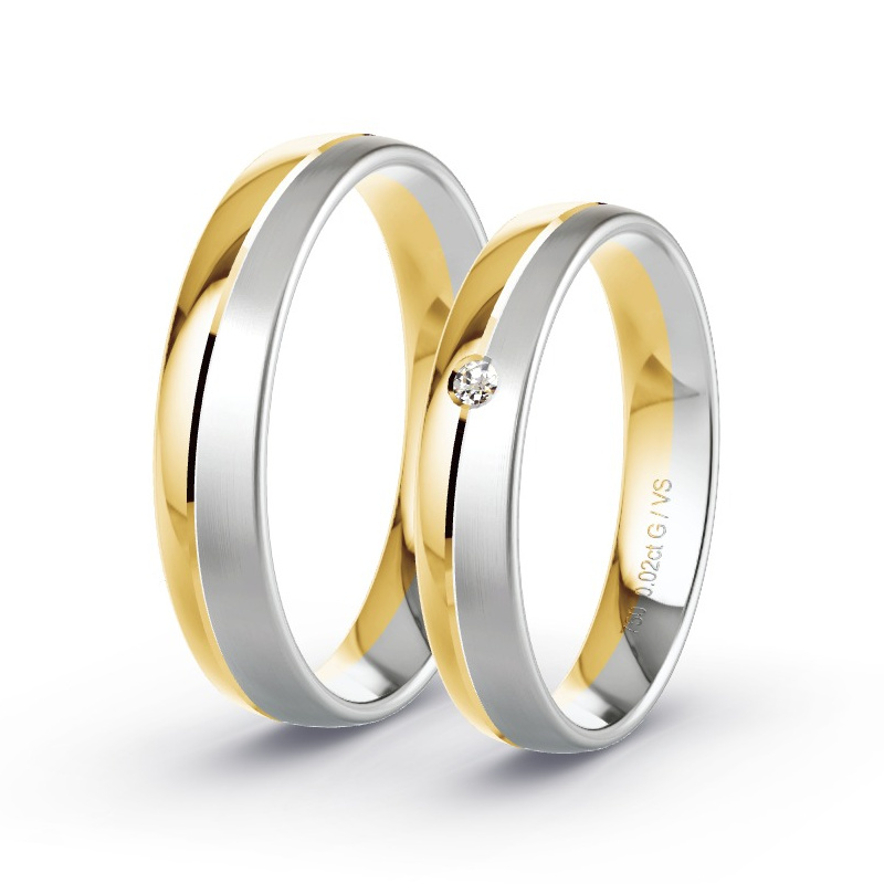 Wedding Rings 18ct Yellow Gold/White Gold - 0.02ct Diamonds - Model N°1748
