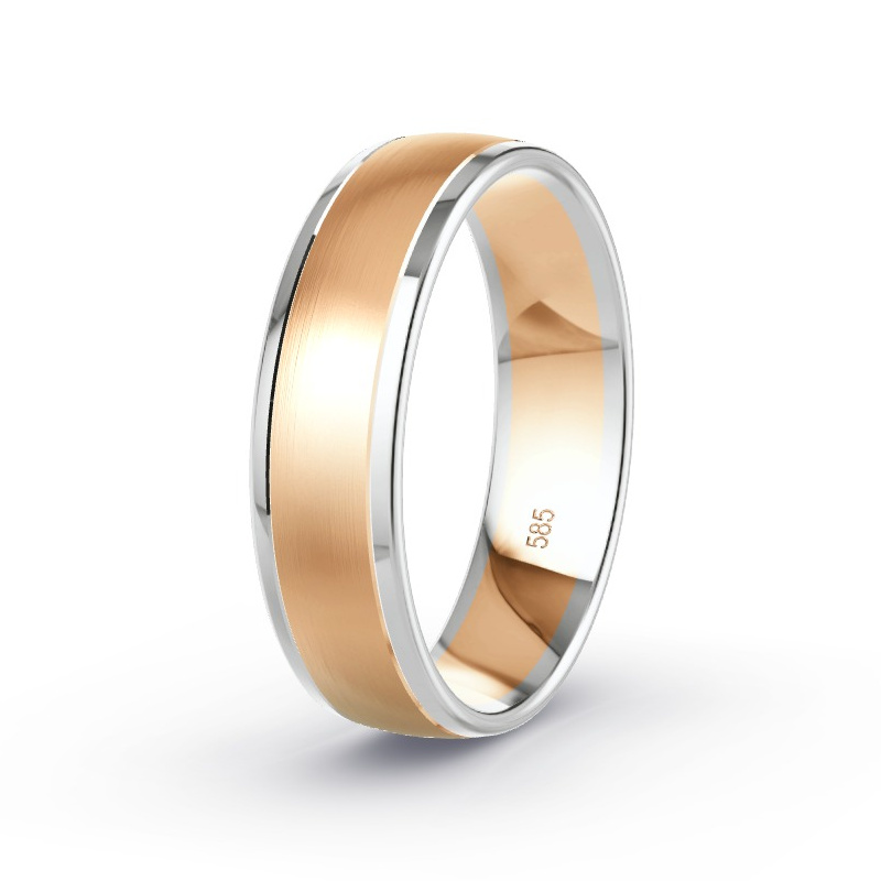 Wedding Ring 14ct Apricot Gold/White Gold - Model N°2166
