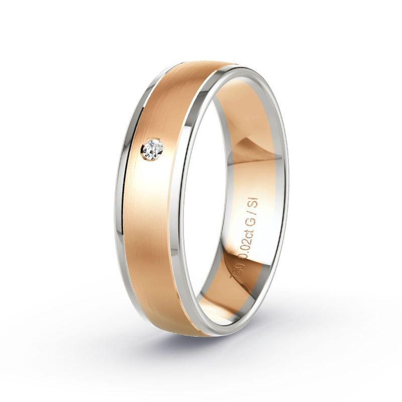 Wedding Ring 14ct Apricot Gold/Grey Gold - 0.02ct Diamonds - Model N°2167