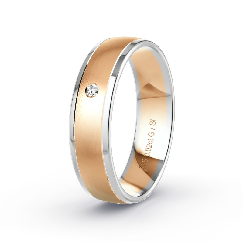 Wedding Ring 14ct Apricot Gold/White Gold - 0.02ct Diamonds - Model N°2167