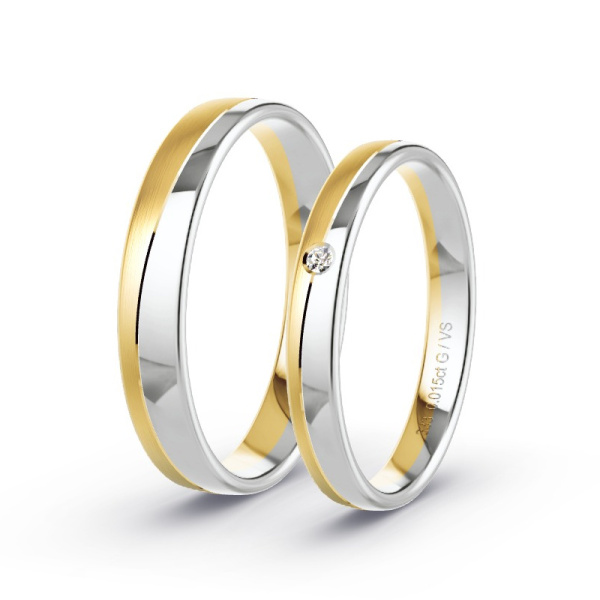 Trauringe Gelbgold/Weissgold - 0.015 ct. Diamanten - Modell N°1640