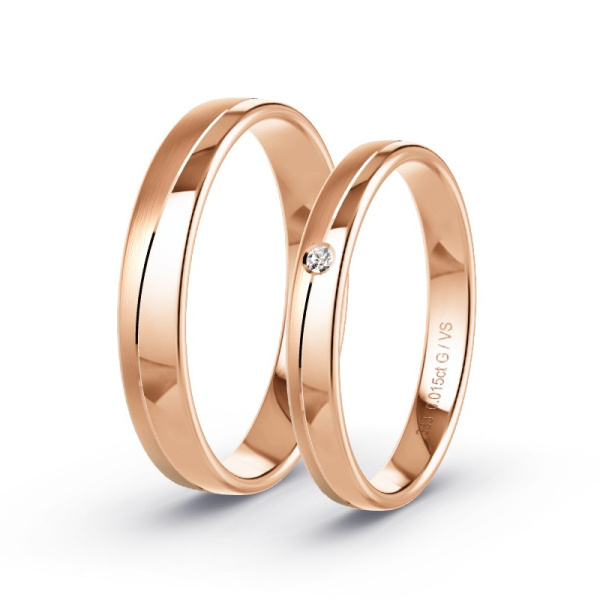Trauringe Rotgold - 0.015 ct. Diamanten - Modell N°1640