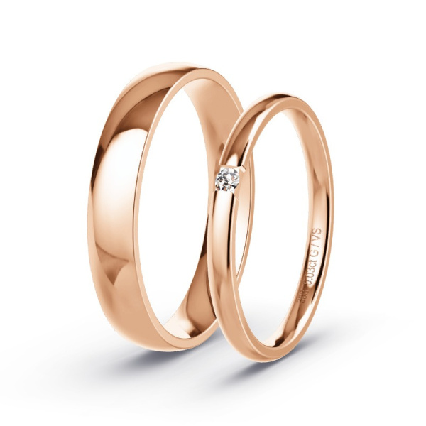 Trauringe Rotgold - 0.03 ct. Diamanten - Modell N°1728