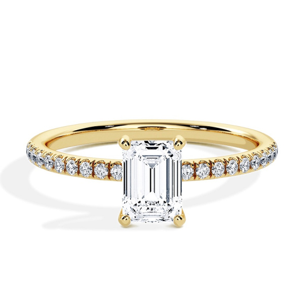 Verlobungsring Gelbgold - 0.50 ct. Emerald - Modell N°3013, Pavé