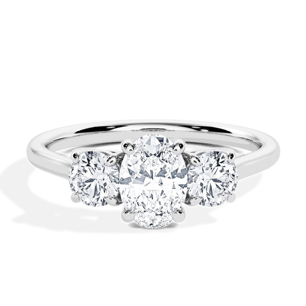Verlobungsring Weissgold - 0.50 ct. Oval - Modell N°3305, 3-Stein
