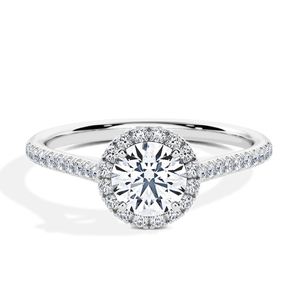 Verlobungsring Weissgold - 0.62 ct. Brillant - Modell N°3408, Halo, Pavé