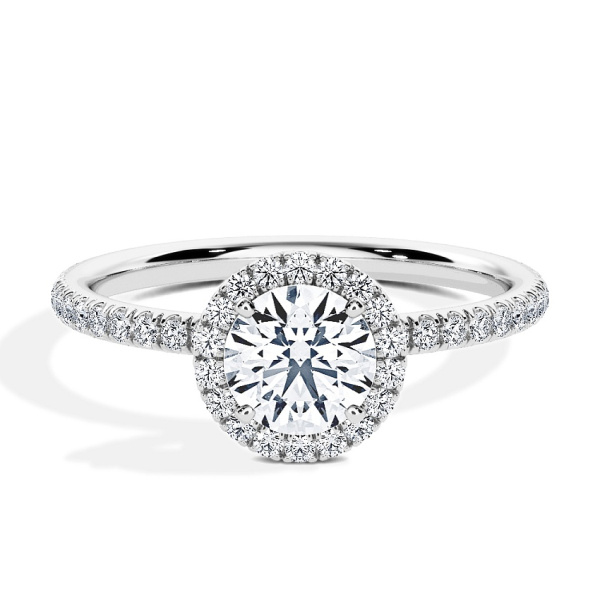 Verlobungsring Weissgold - 0.78 ct. Brillant - Modell N°3411, Halo, Pavé