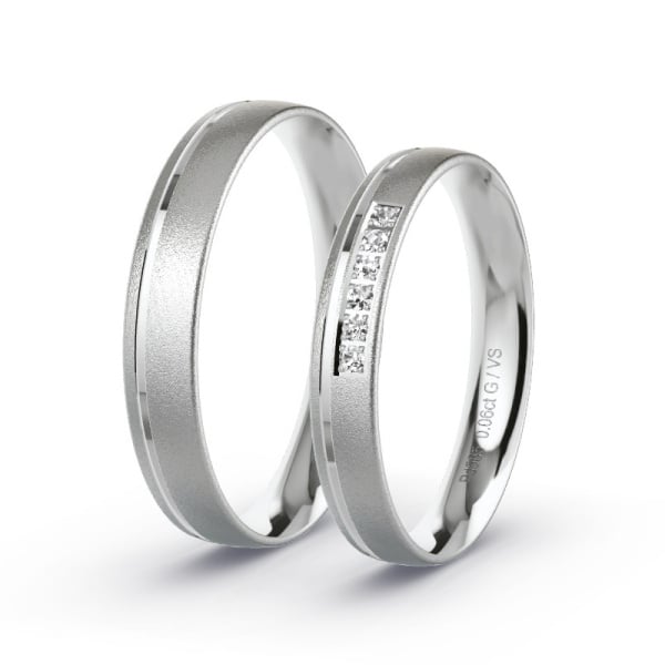 Trauringe Palladium - 0.06 ct. Diamanten - Modell N°1008