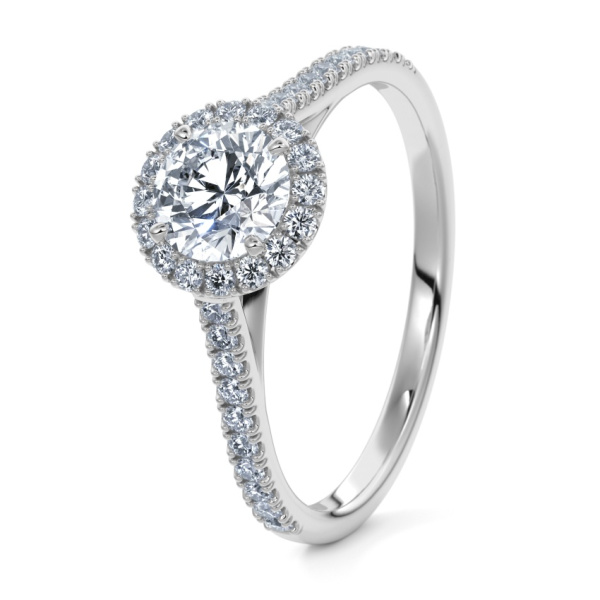 Verlobungsring Weissgold 333 - 0.62 ct. Diamanten - Modell N°3408 Brillant, Halo, Verschnitt