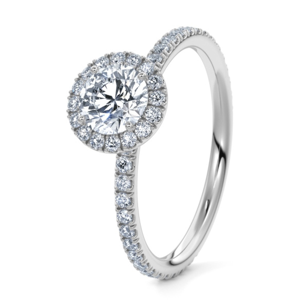 Verlobungsring Weissgold 333 - 0.78 ct. Diamanten - Modell N°3411 Brillant, Halo, Verschnitt