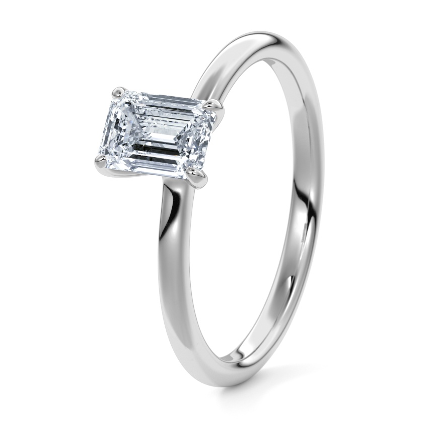 Pierścionek zaręczynowy Pallad 950 - 0.30 ct diamentem - Model N°3013 Emerald, Solitaire