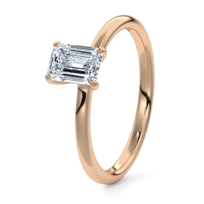 Pierścionek zaręczynowy Czerwone złoto 585 - 0.30 ct diamentem - Model N°3013 Emerald, Solitaire