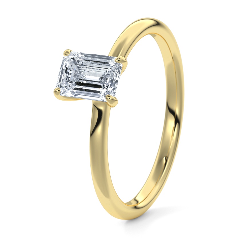 Pierścionek zaręczynowy Żółte złoto 750 - 0.30 ct diamentem - Model N°3013 Emerald, Solitaire
