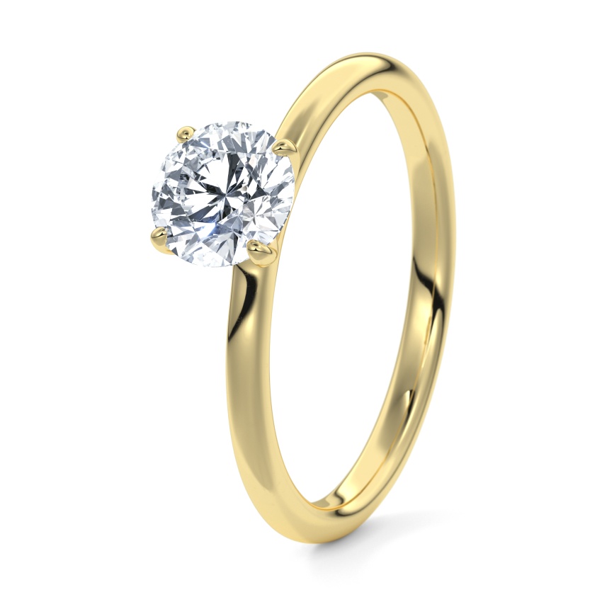 Pierścionek zaręczynowy Żółte złoto 750 - 0.15 ct diamentem - Model N°3013 Brylant, Solitaire