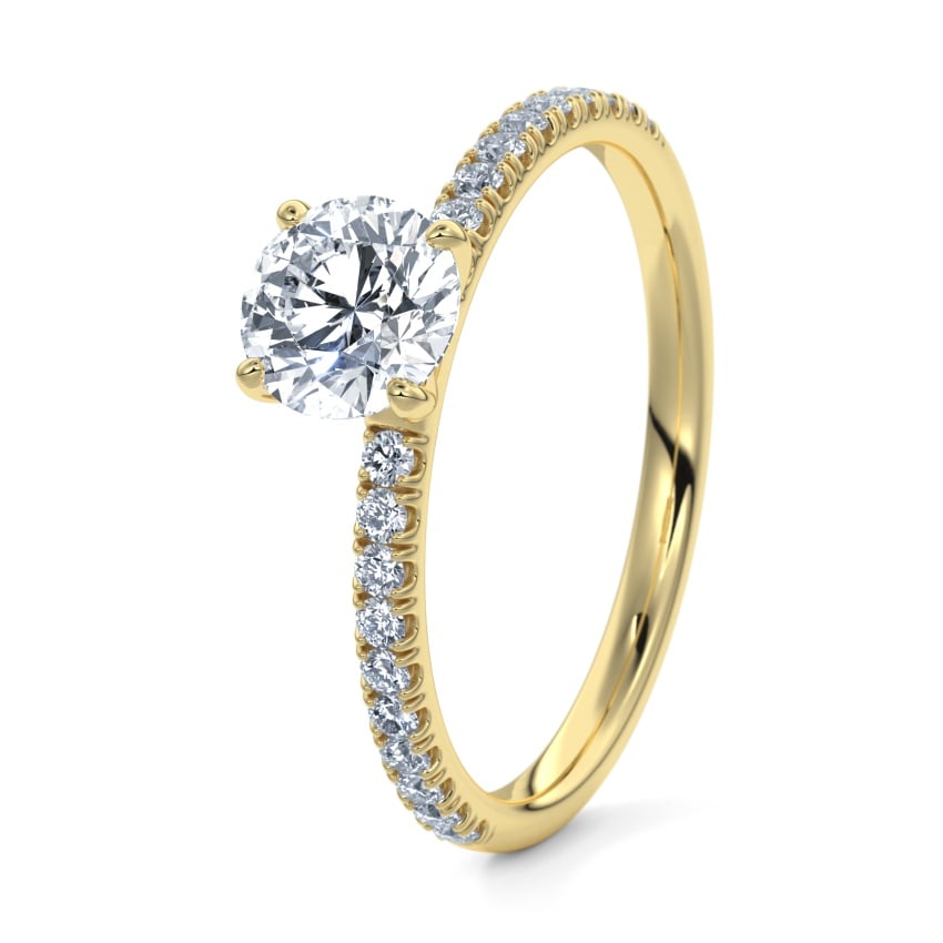 Pierścionek zaręczynowy Żółte złoto 750 - 0.35 ct diamentem - Model N°3013 Brylant, Pavé