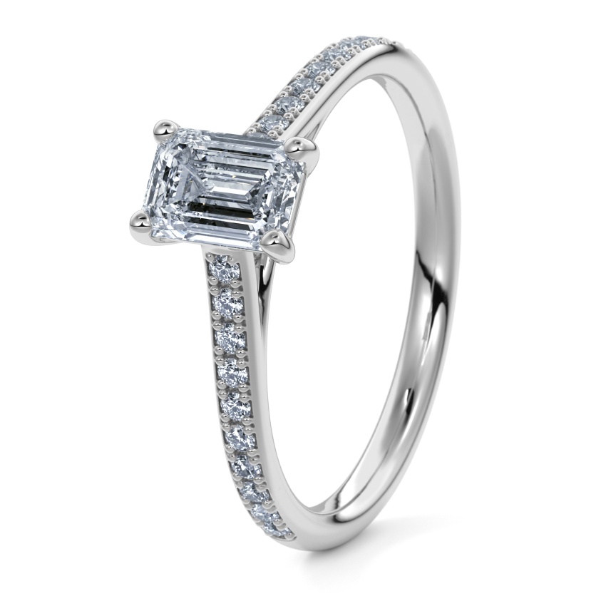 Pierścionek zaręczynowy Platyna 950 - 0.50 ct diamentem - Model N°3015 Emerald, Pavé