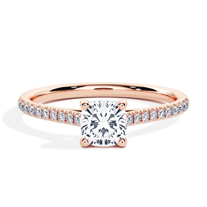 Verlobungsring Rotgold - 0.70 ct. Cushion - Modell N°3015, Pavé Verlobungsring Rotgold - 0.70 ct. Cushion - Modell N°3015, Pavé