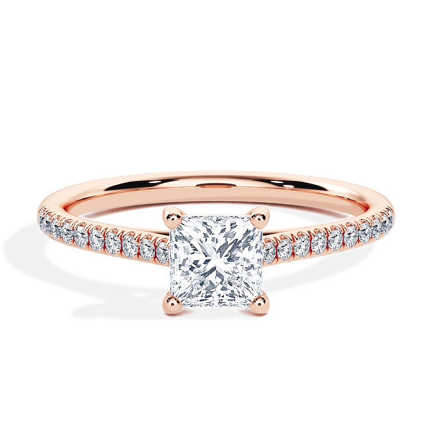Verlobungsring Rotgold - 0.50 ct. Prinzess - Modell N°3015, Pavé Verlobungsring Rotgold - 0.50 ct. Prinzess - Modell N°3015, Pavé