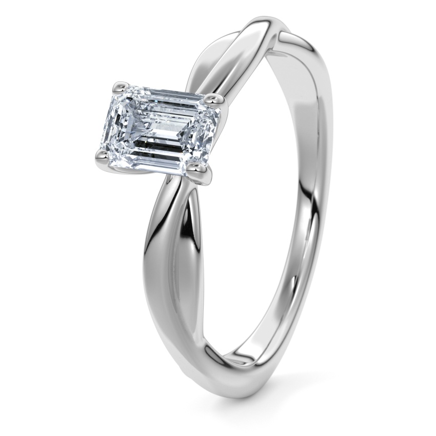 Pierścionek zaręczynowy Platyna 950 - 0.30 ct diamentem - Model N°3016 Emerald, Solitaire