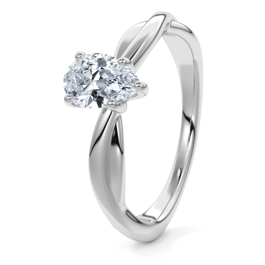 Pierścionek zaręczynowy Srebro 925 - 0.30 ct diamentem - Model N°3016 Łezka, Solitaire
