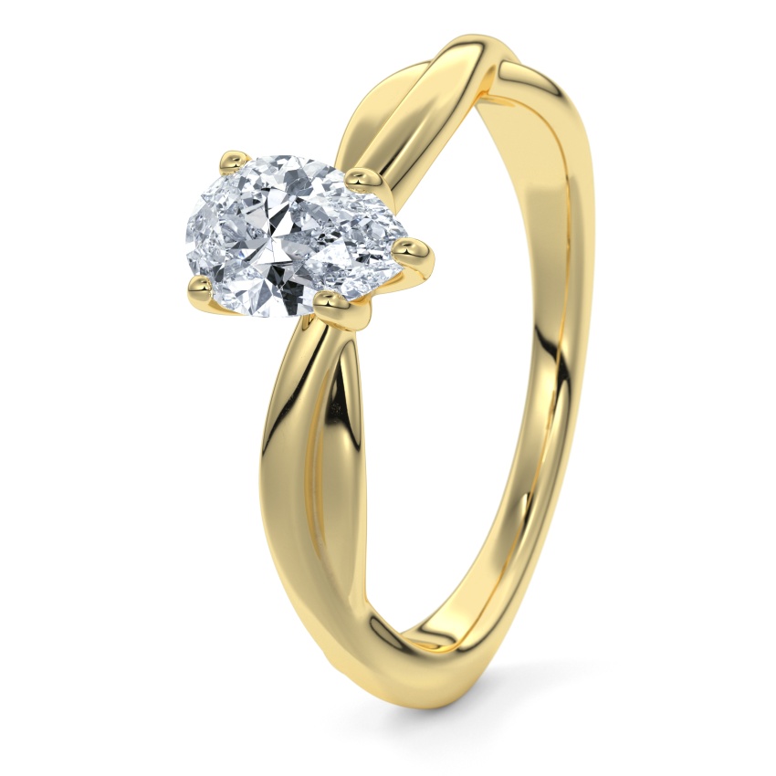 Pierścionek zaręczynowy Żółte złoto 333 - 0.30 ct diamentem - Model N°3016 Łezka, Solitaire