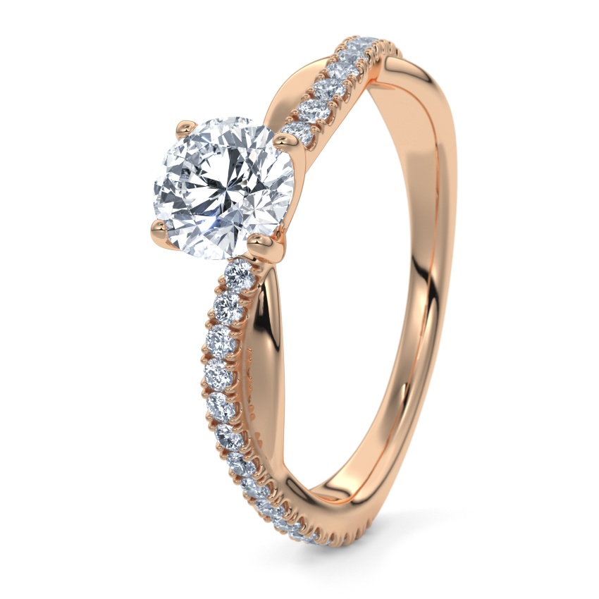 Pierścionek zaręczynowy Brzoskwiniowe złoto 585 - 0.60 ct diamentem - Model N°3016 Brylant, Pavé