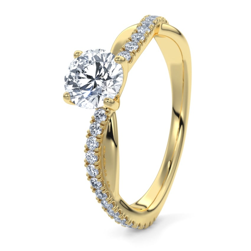 Pierścionek zaręczynowy Żółte złoto 750 - 0.60 ct diamentem - Model N°3016 Brylant, Pavé