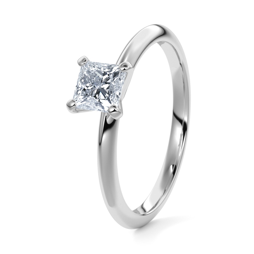 Engagement Ring 950/- Platinum - 0.30ct Diamonds - Model N°3021 Princess, Solitaire