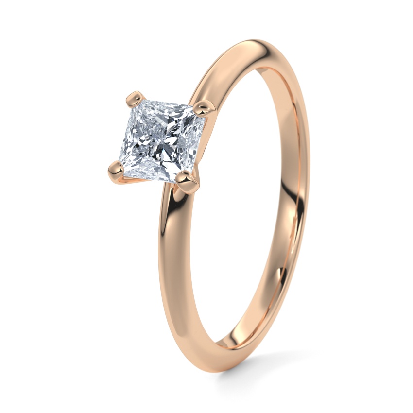 Engagement Ring 9ct Rose Gold - 0.40ct Diamonds - Model N°3021 Princess, Solitaire
