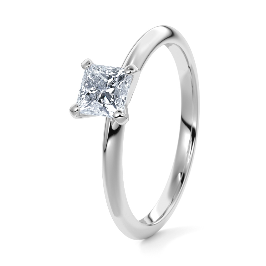 Verlovingsring Zilver 925 - 0.40 ct diamanten - Model N°3021 Princess, Solitaire