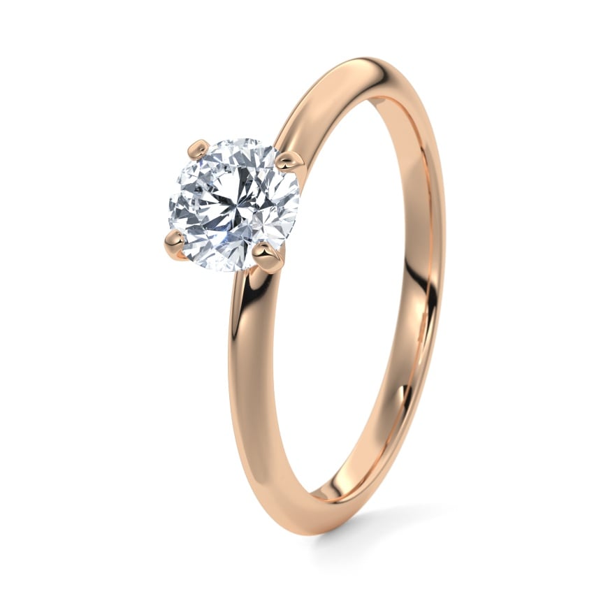 Pierścionek zaręczynowy Brzoskwiniowe złoto 585 - 0.30 ct diamentem - Model N°3021 Brylant, Solitaire