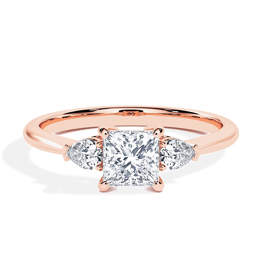 Verlobungsring Rotgold - 0.54 ct. Prinzess - Modell N°3304, 3-Stein Verlobungsring Rotgold - 0.54 ct. Prinzess - Modell N°3304, 3-Stein