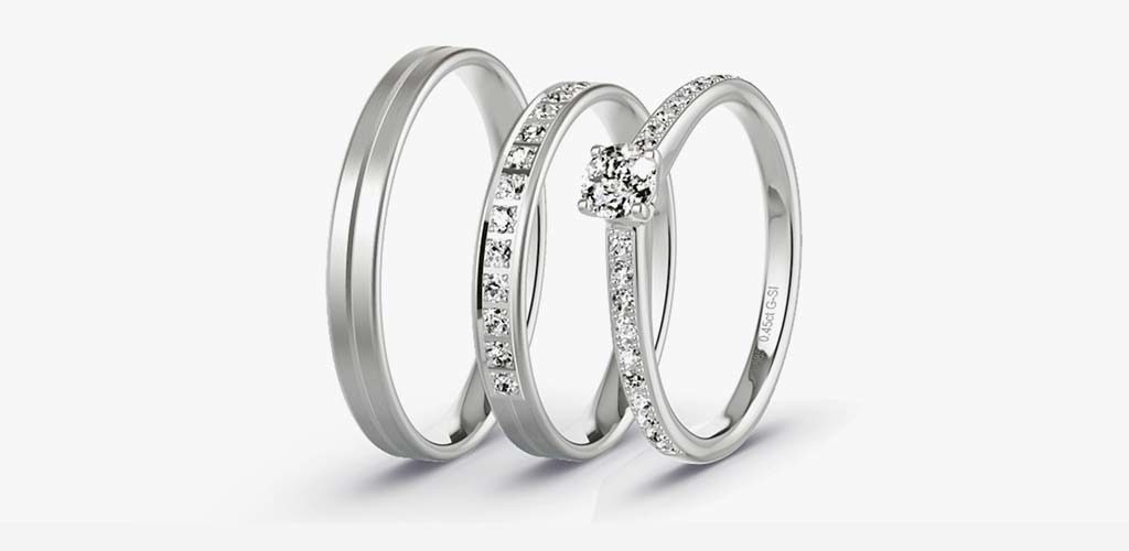 trio wedding ring set
